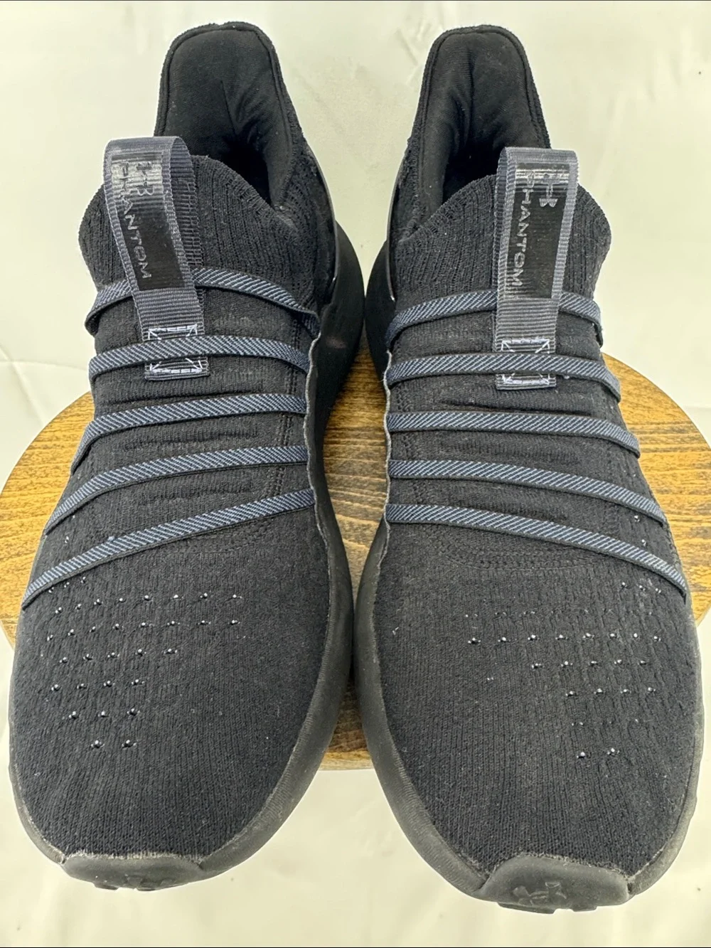 Under Armour Mens HOVR Phantom 3 ALL Black Slip-On Knit Sneakers, M 9.5. W 11